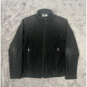 Vtg REI Jacket Mens S Black Sherpa Polartec Fleece Full Zip Jacket Outdoor 90s